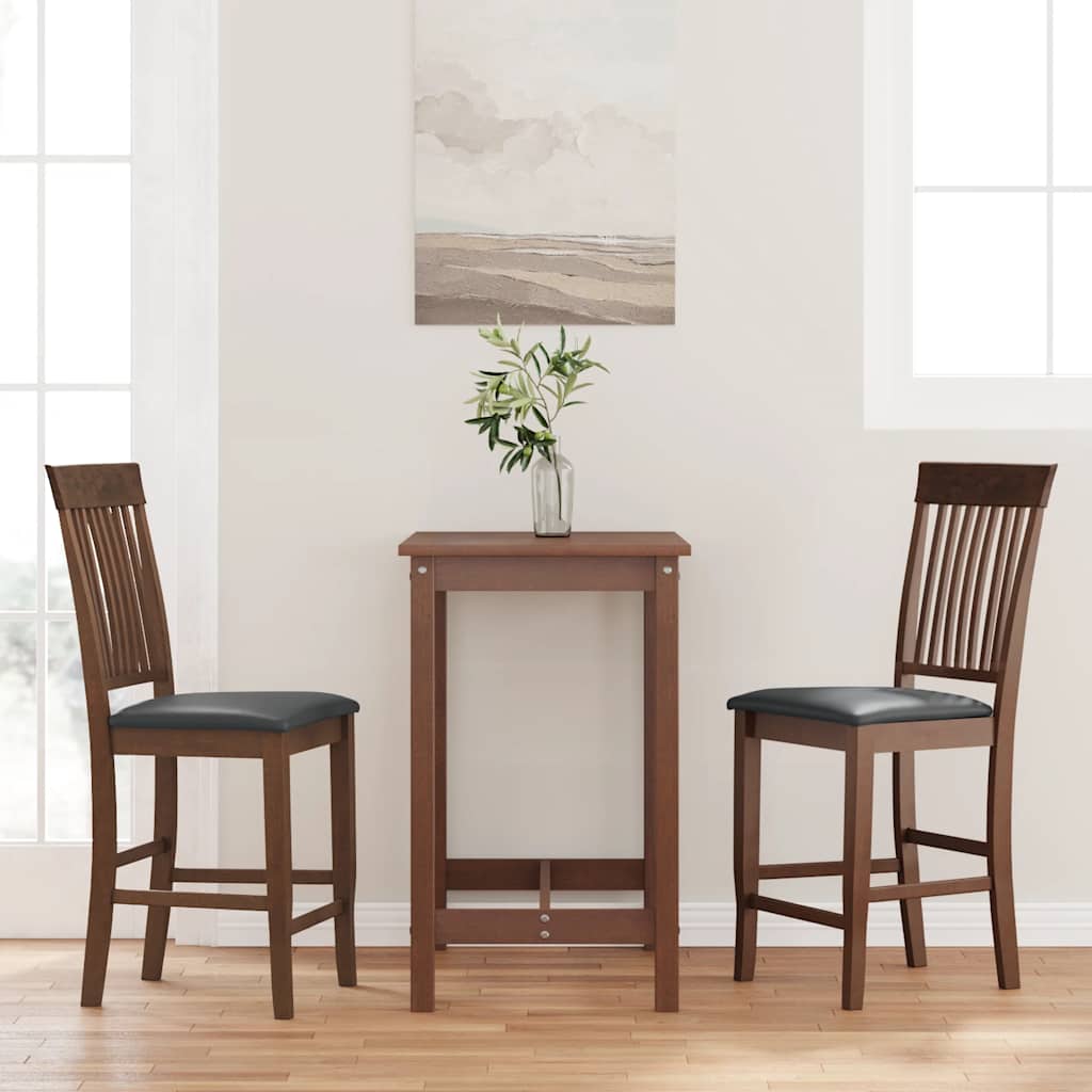 Barstolar med kuddar 2 st, brunt, massivt trä, gummi