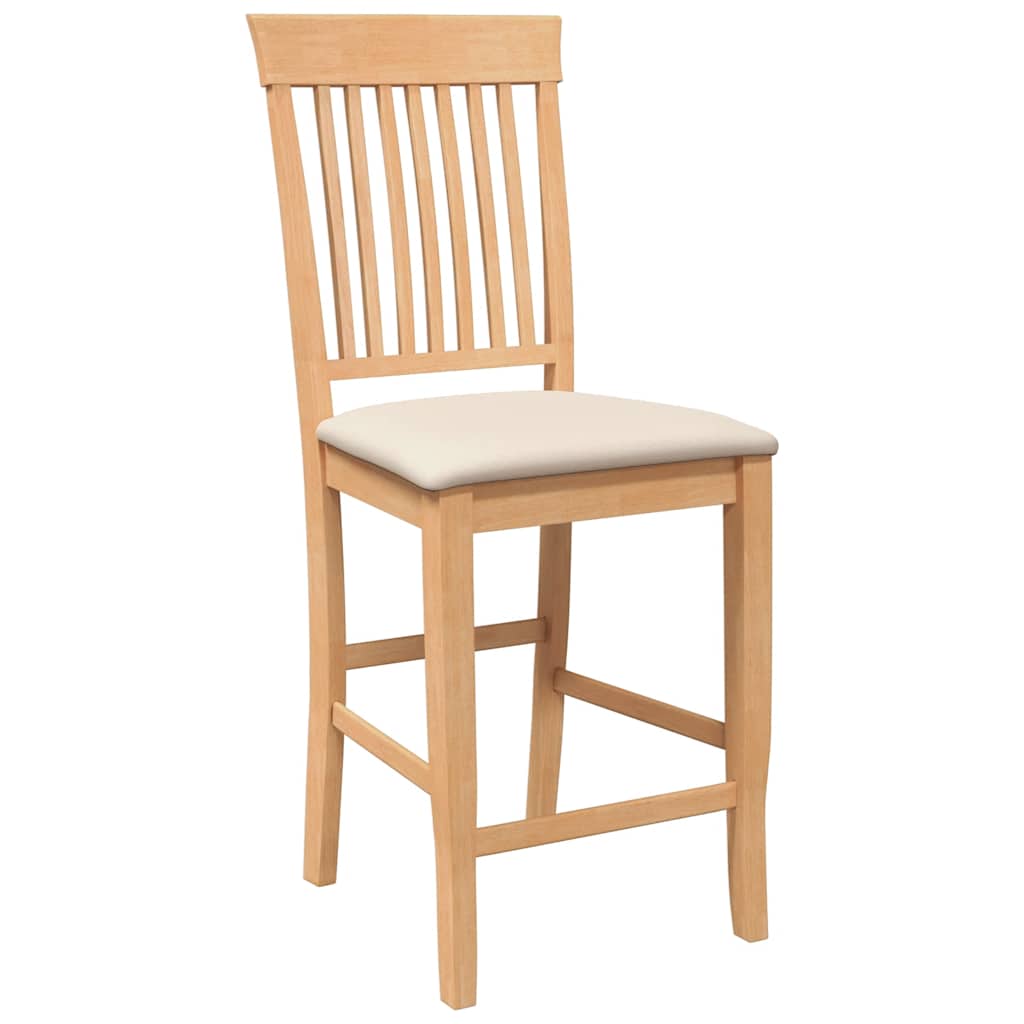 Barstolar med kuddar 2 st, naturligt, massivt trä, gummi