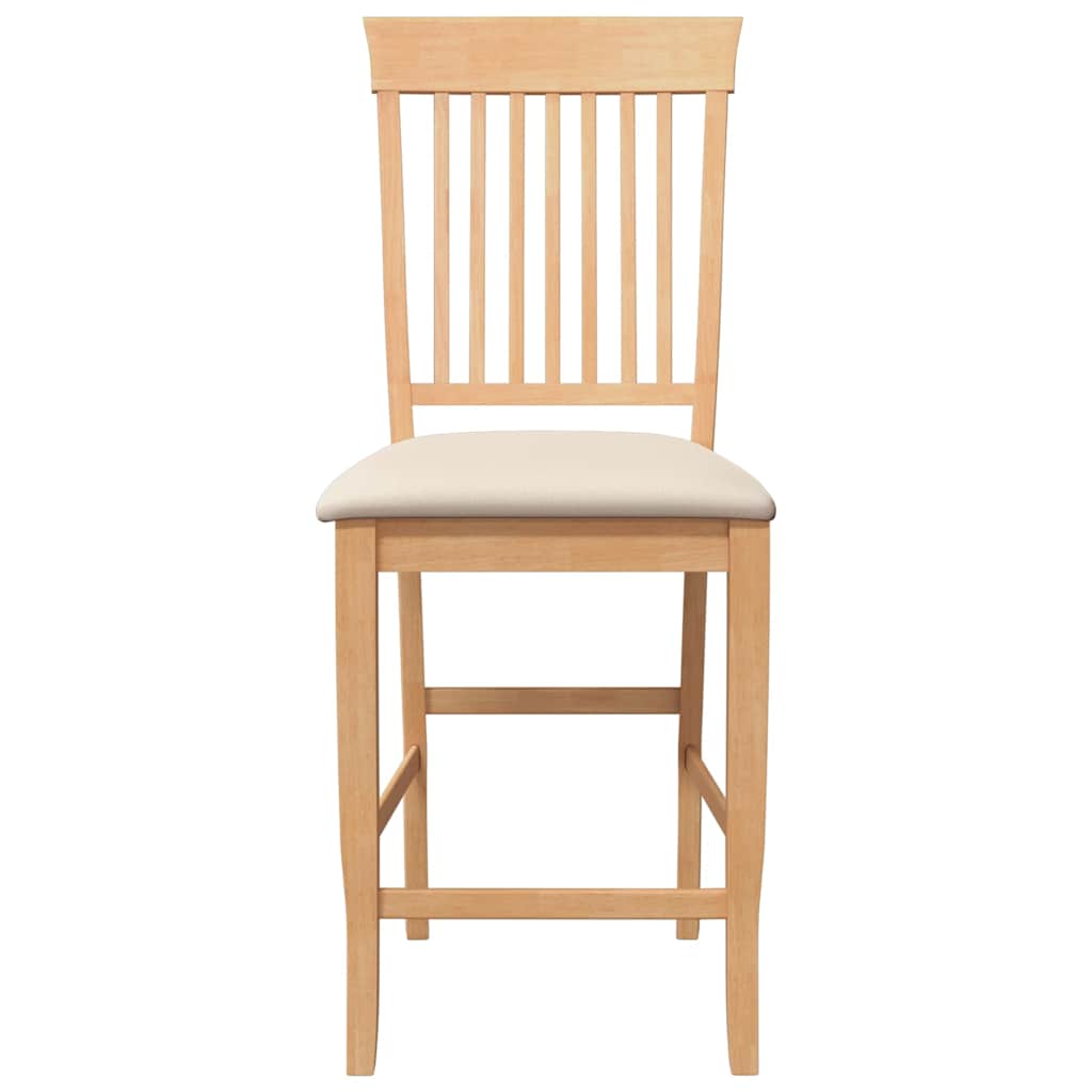 Barstolar med kuddar 2 st, naturligt, massivt trä, gummi