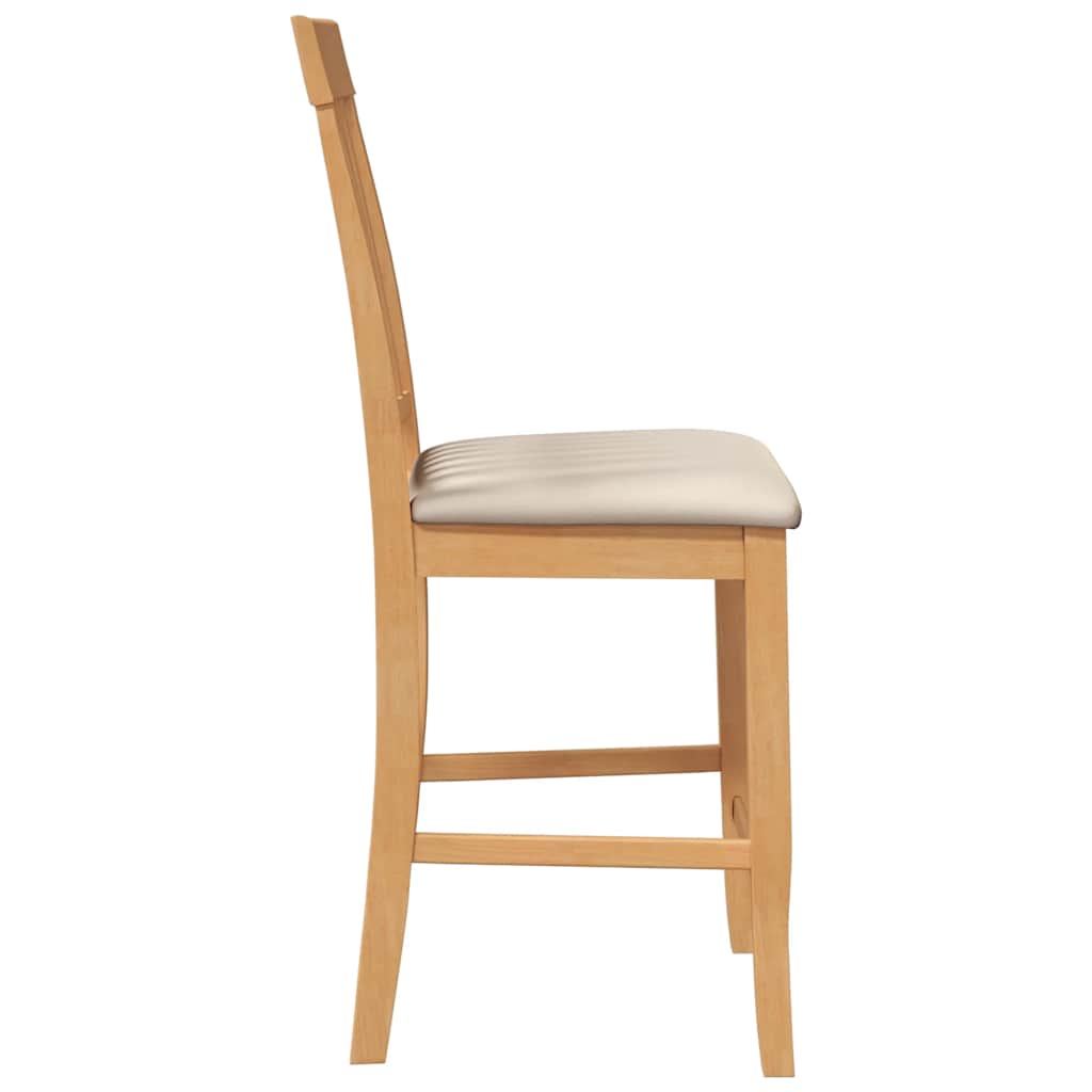 Barstolar med kuddar 2 st, naturligt, massivt trä, gummi
