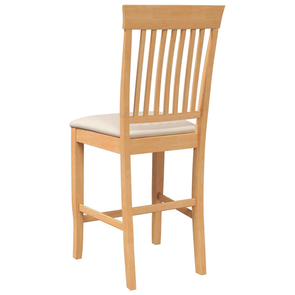 Barstolar med kuddar 2 st, naturligt, massivt trä, gummi