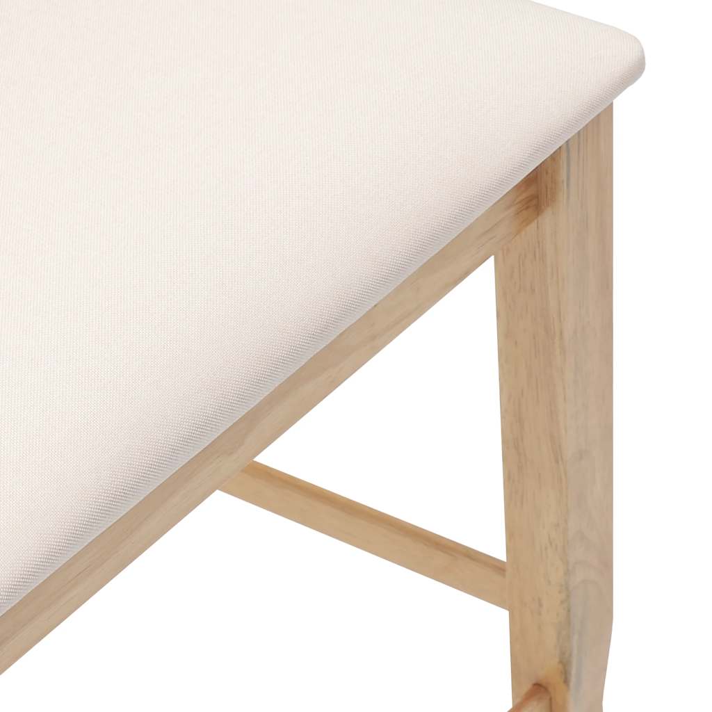 Barstolar med kuddar 2 st, naturligt, massivt trä, gummi