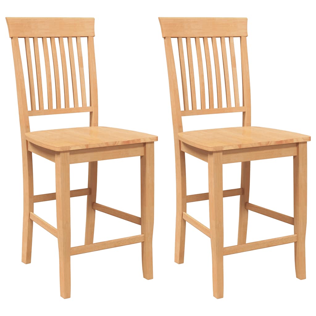 Barstolar 2 st, naturligt massivt trä, gummi