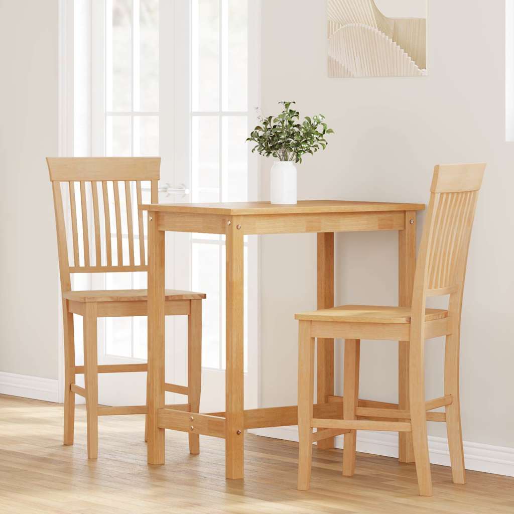 Barstolar 2 st, naturligt massivt trä, gummi