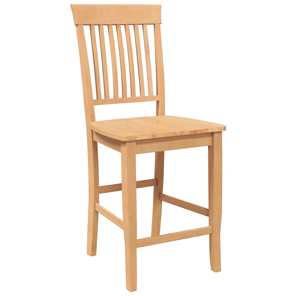 Barstolar 2 st, naturligt massivt trä, gummi