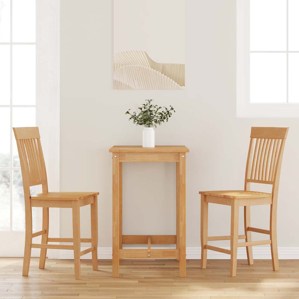 Barstolar 2 st, naturligt massivt trä, gummi