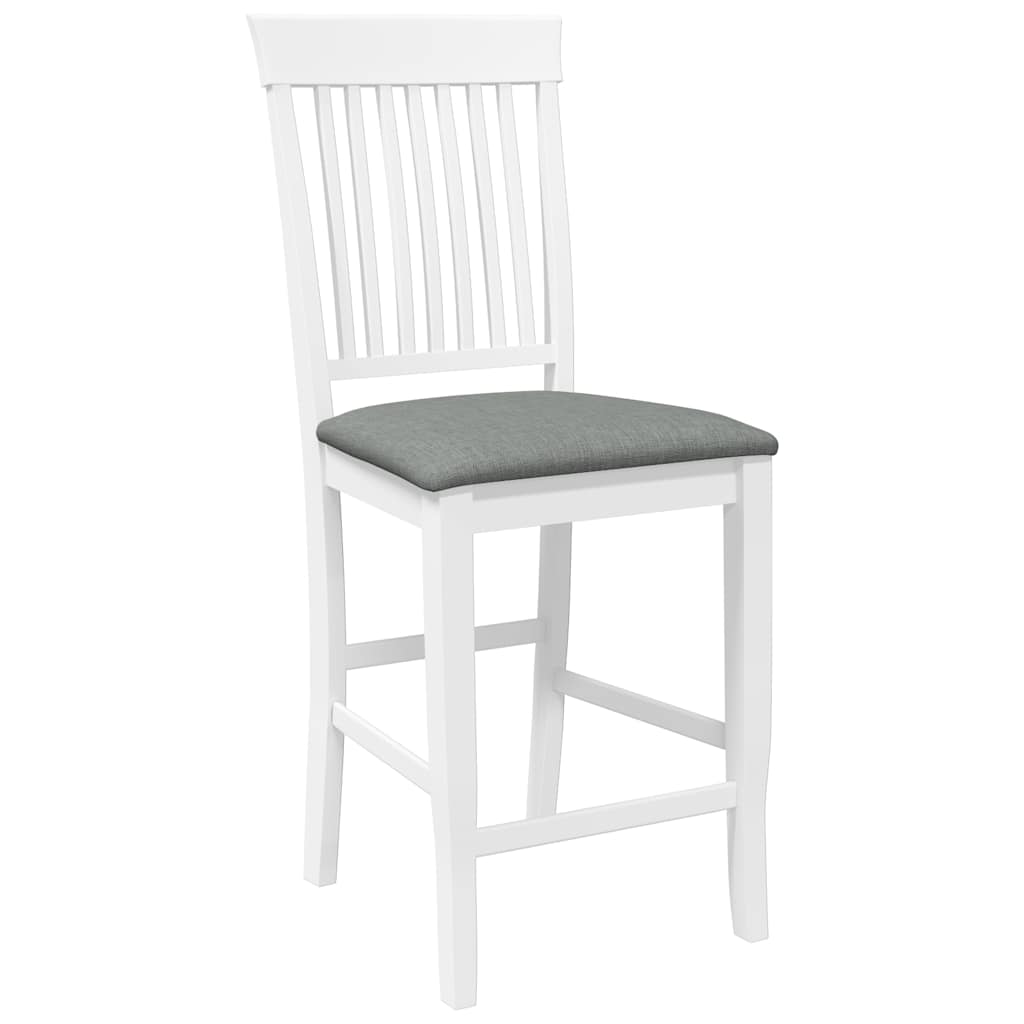 Barstolar med kuddar 2 st, vit, massivt trä, gummi