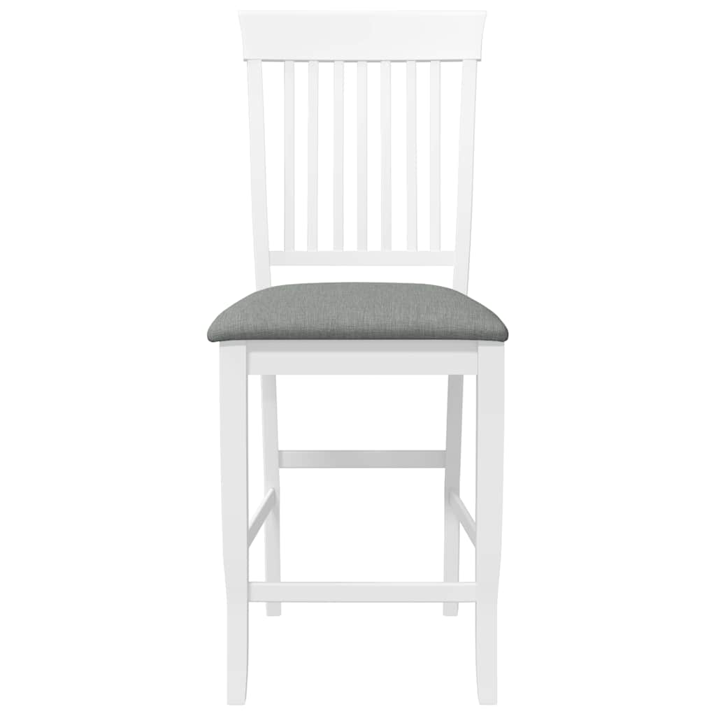 Barstolar med kuddar 2 st, vit, massivt trä, gummi