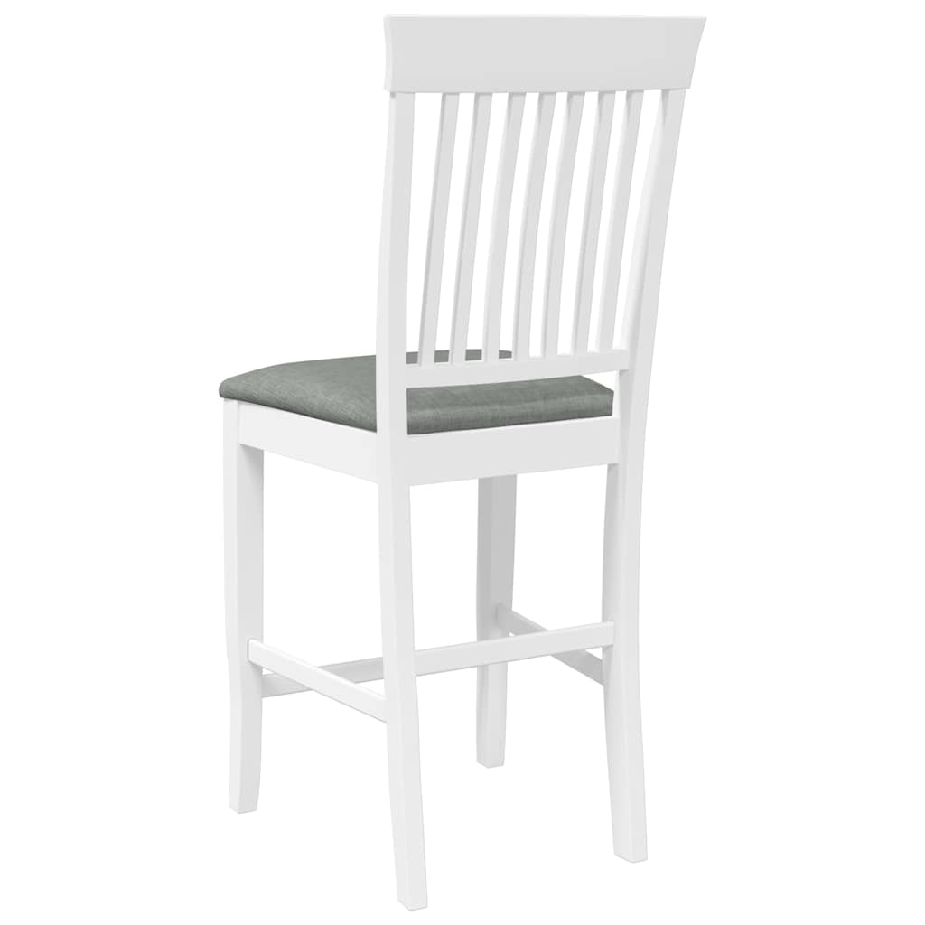 Barstolar med kuddar 2 st, vit, massivt trä, gummi