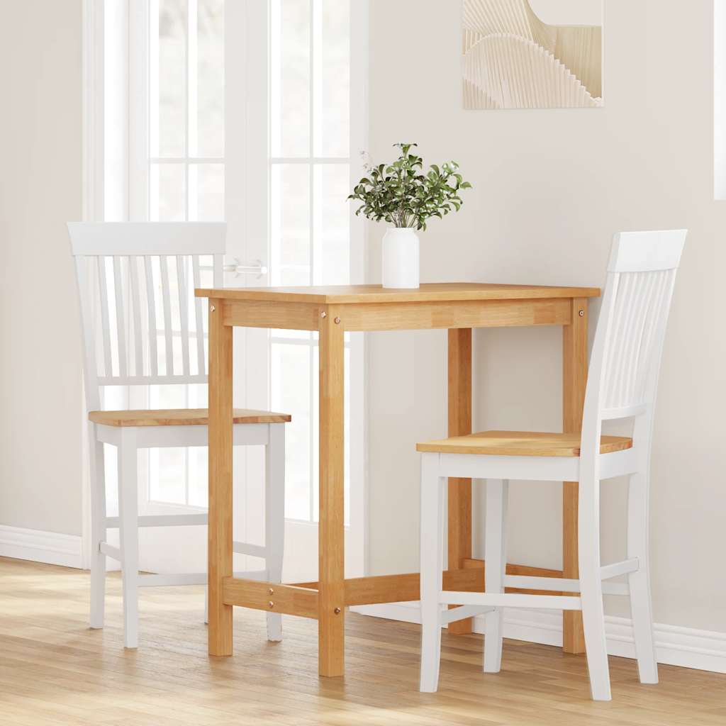 Barstolar 2 st, vit, massivt trä, gummi