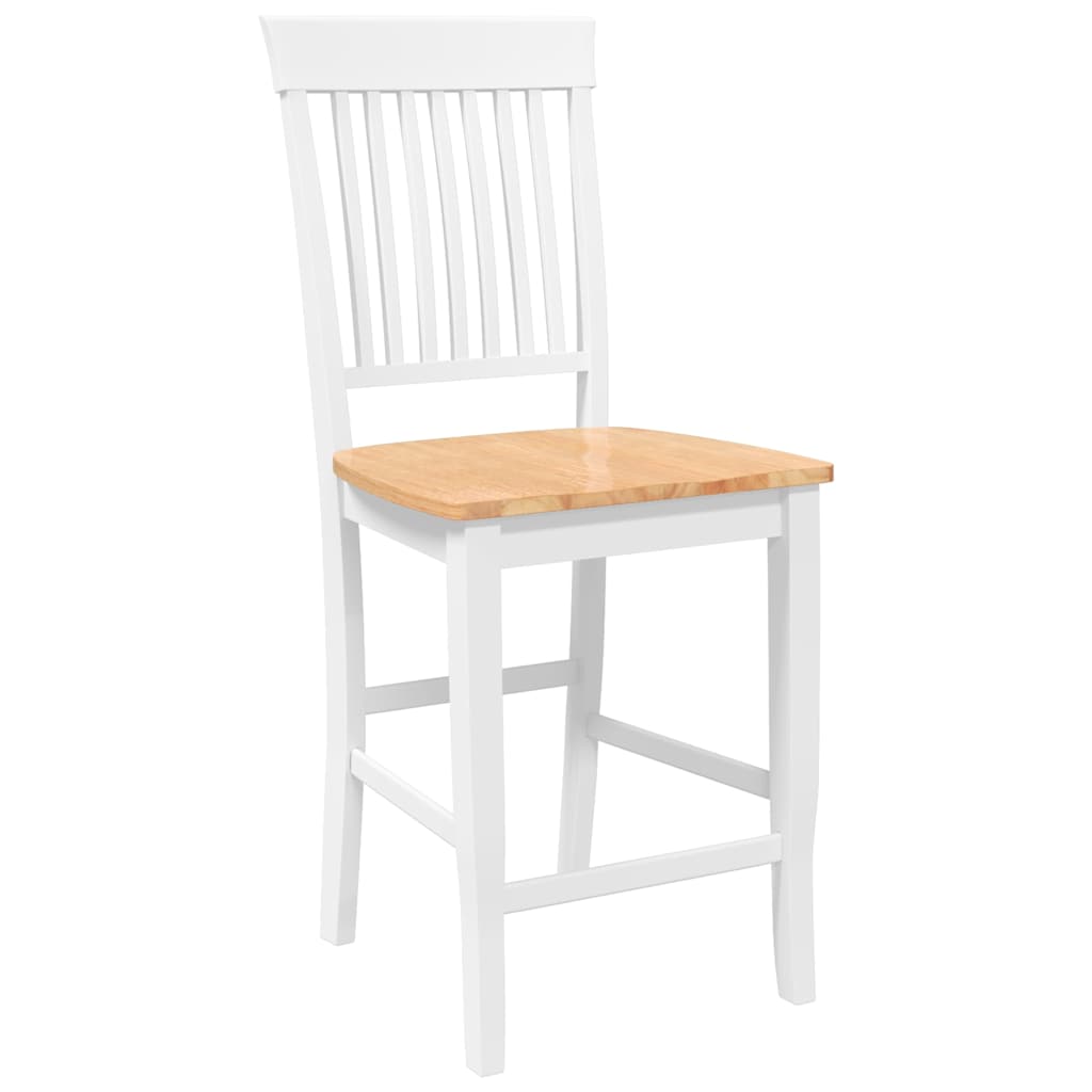 Barstolar 2 st, vit, massivt trä, gummi