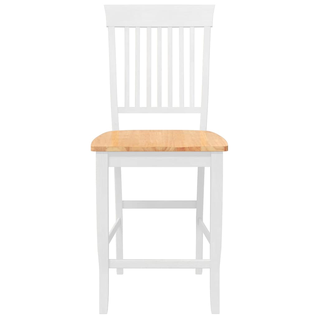 Barstolar 2 st, vit, massivt trä, gummi