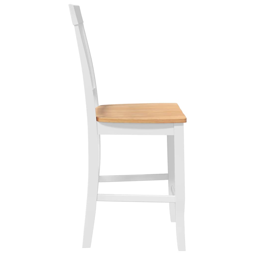 Barstolar 2 st, vit, massivt trä, gummi