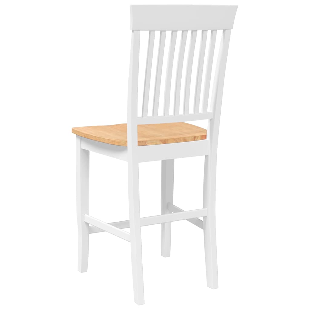 Barstolar 2 st, vit, massivt trä, gummi