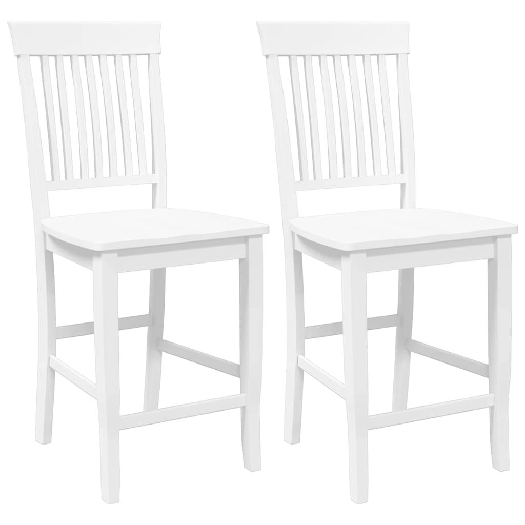 Barstolar 2 st, vit, massivt trä, gummi