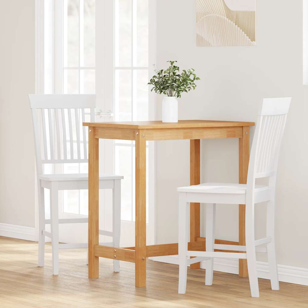 Barstolar 2 st, vit, massivt trä, gummi