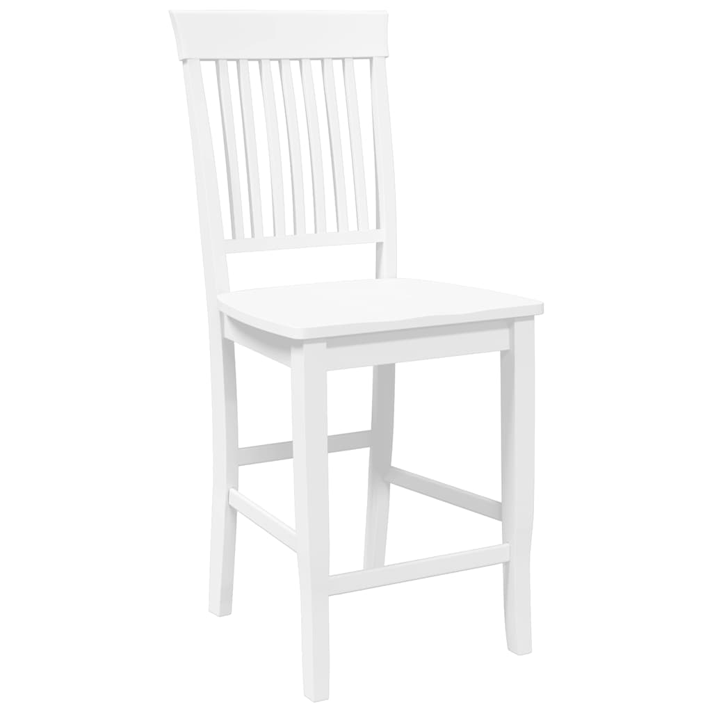 Barstolar 2 st, vit, massivt trä, gummi