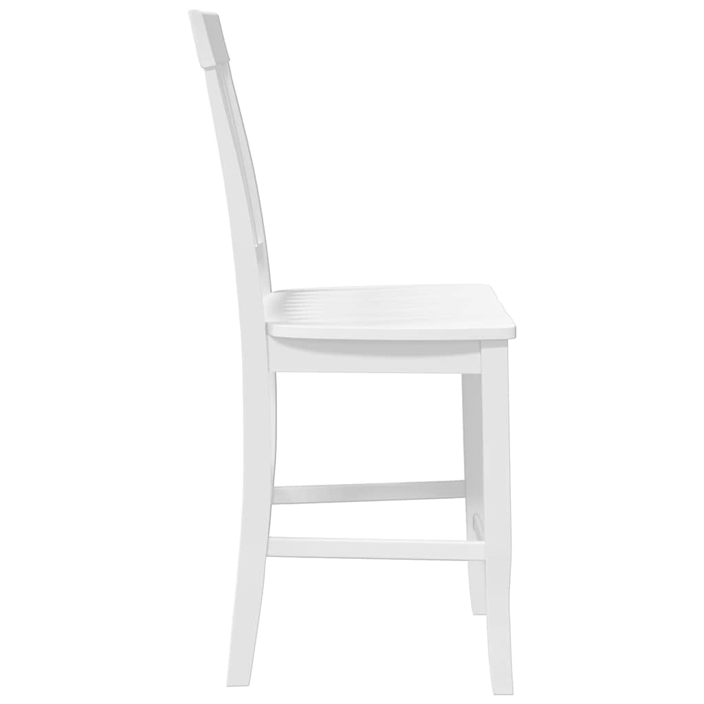 Barstolar 2 st, vit, massivt trä, gummi