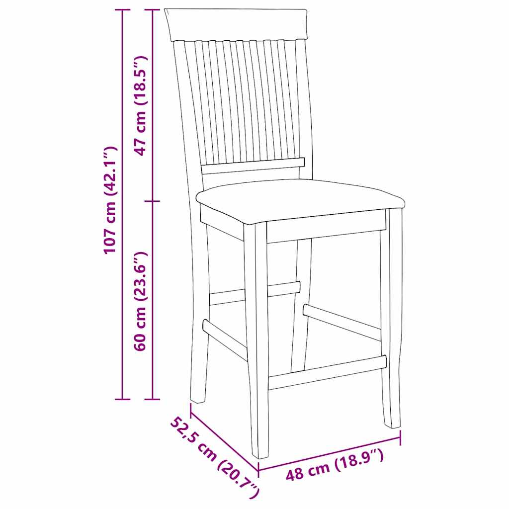 Barstolar 2 st, vit, massivt trä, gummi