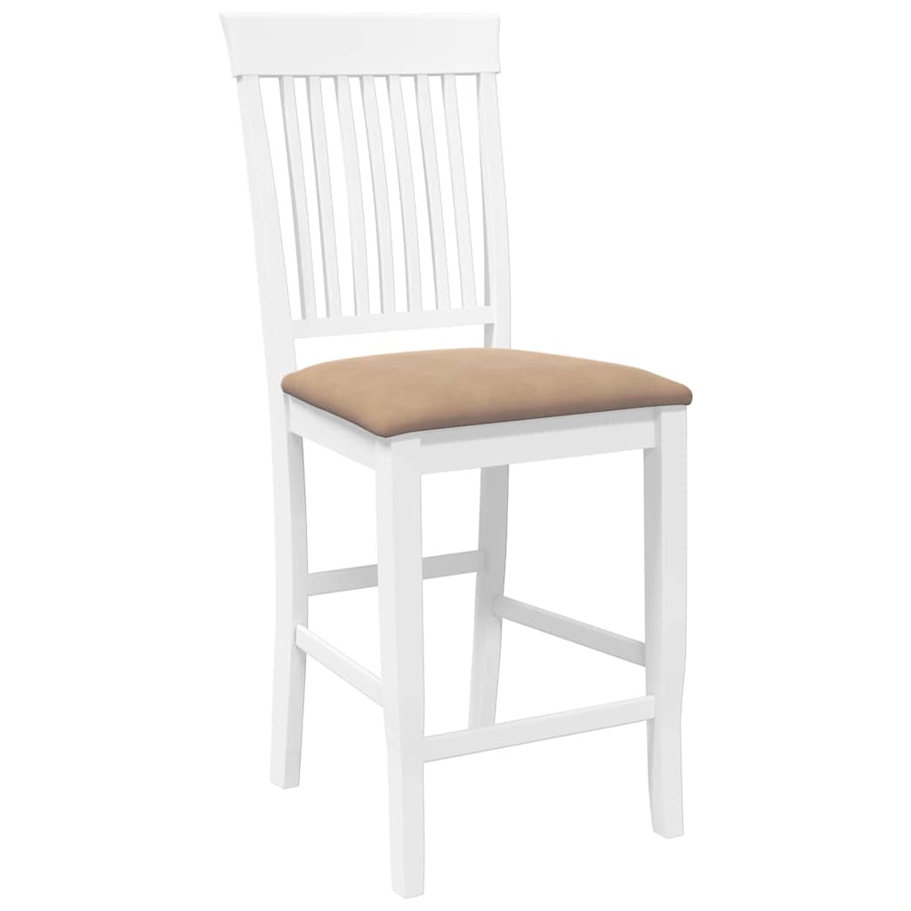 Barstolar med kuddar 2 st, vit, massivt trä, gummi