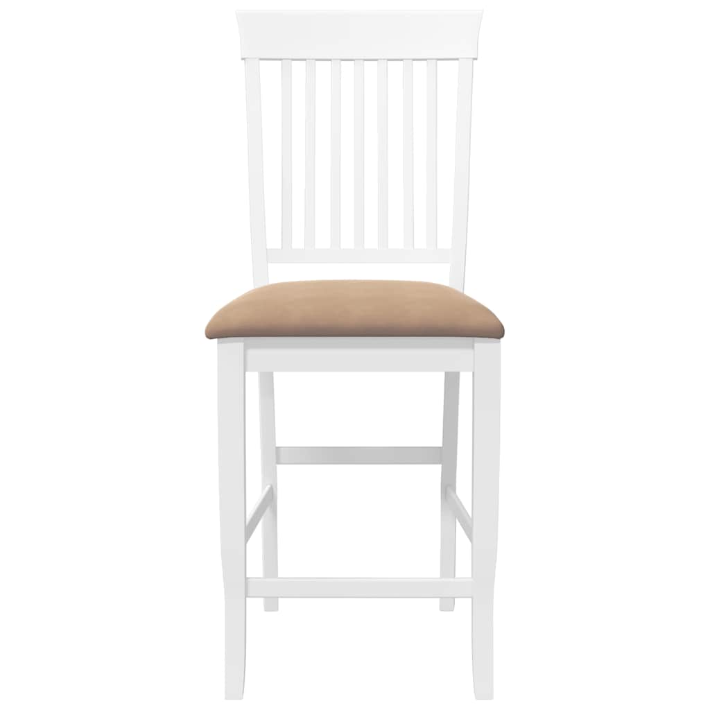 Barstolar med kuddar 2 st, vit, massivt trä, gummi