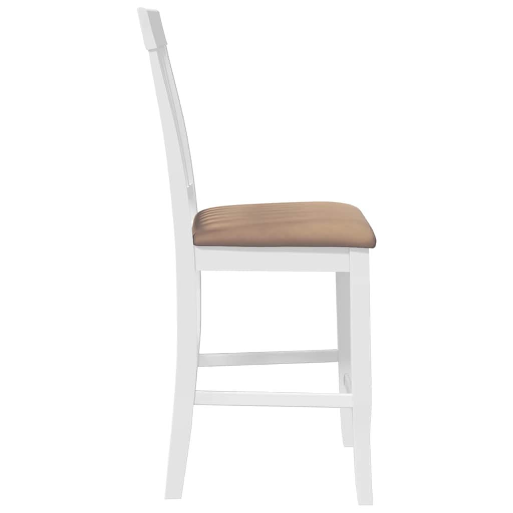 Barstolar med kuddar 2 st, vit, massivt trä, gummi