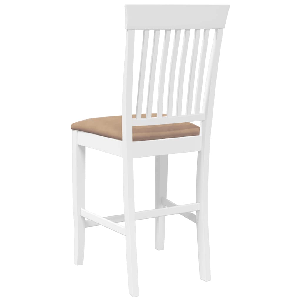 Barstolar med kuddar 2 st, vit, massivt trä, gummi