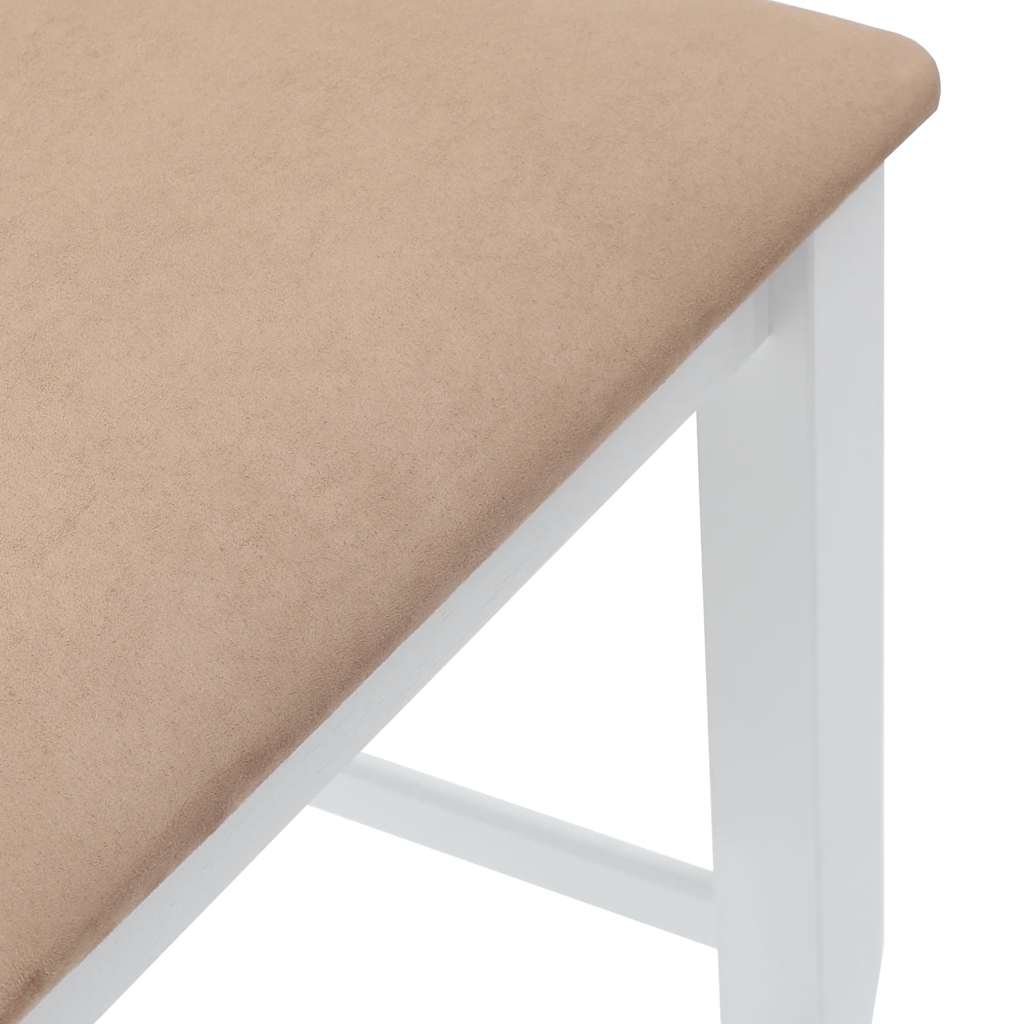 Barstolar med kuddar 2 st, vit, massivt trä, gummi