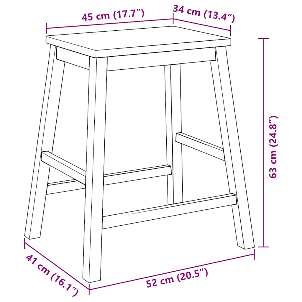 Barstolar 2 st vitt massivt trä gummi