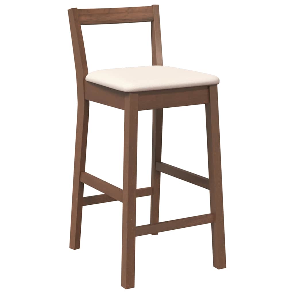 Barstolar med kuddar 2 st, brunt, massivt trä, gummi