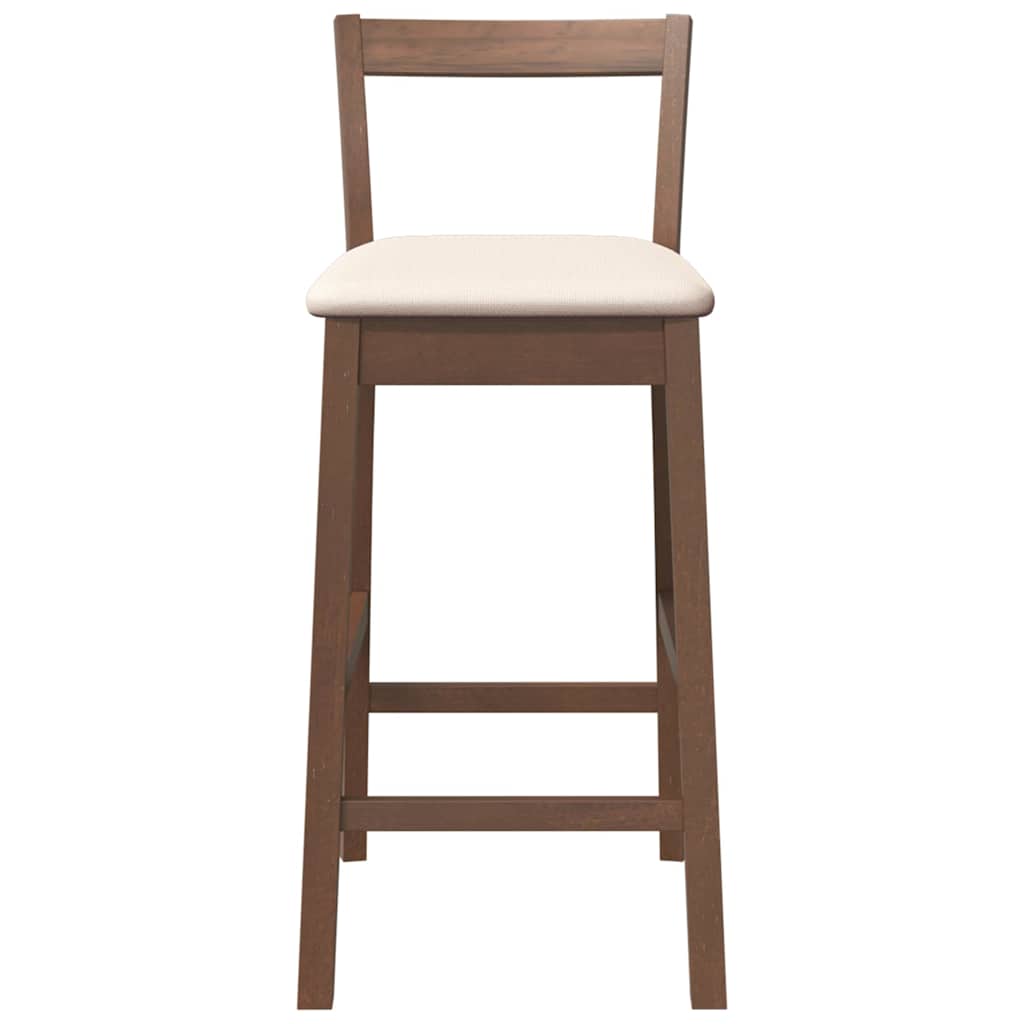 Barstolar med kuddar 2 st, brunt, massivt trä, gummi