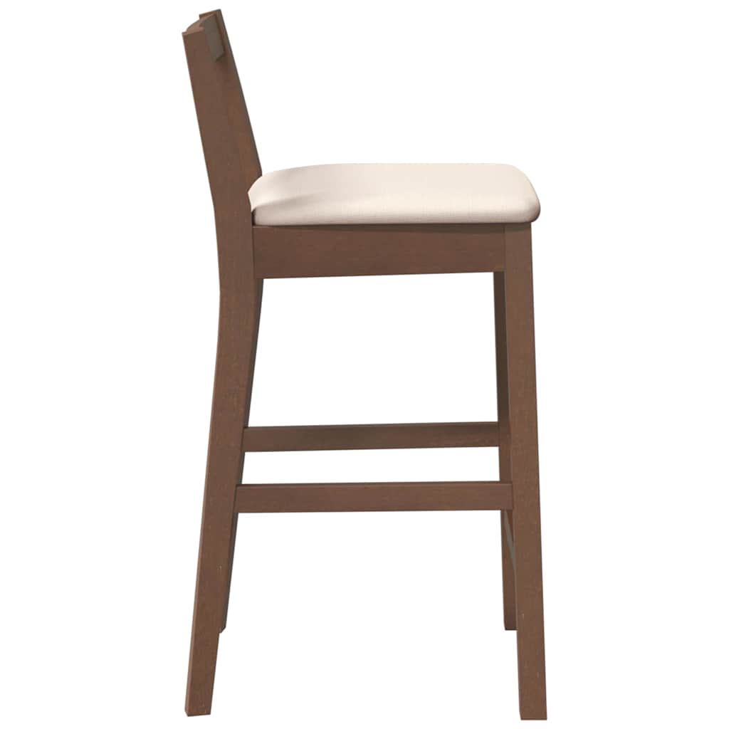 Barstolar med kuddar 2 st, brunt, massivt trä, gummi