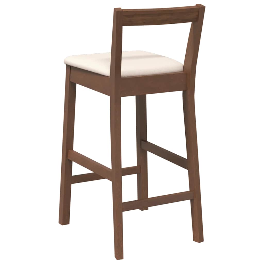 Barstolar med kuddar 2 st, brunt, massivt trä, gummi