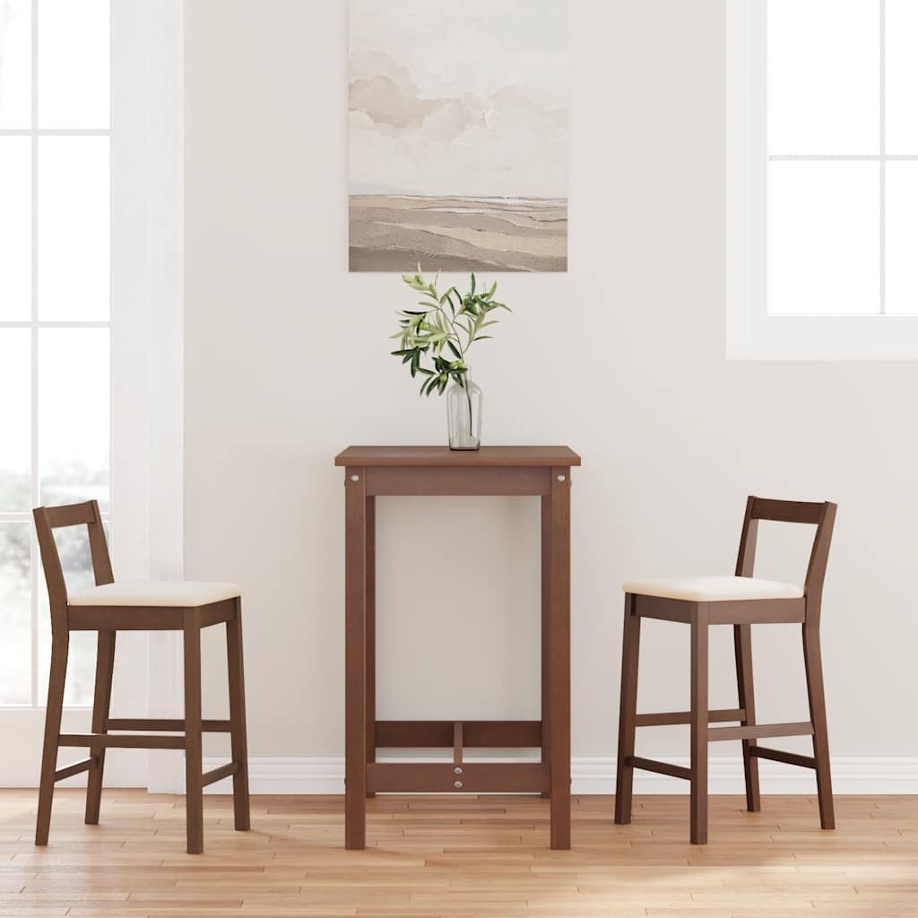 Barstolar med kuddar 2 st, brunt, massivt trä, gummi