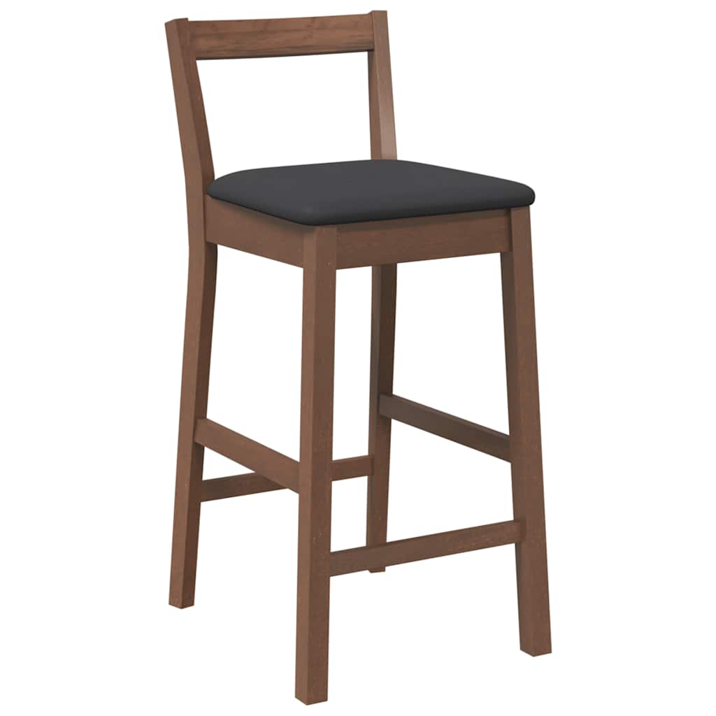 Barstolar med kuddar 2 st, brunt, massivt trä, gummi