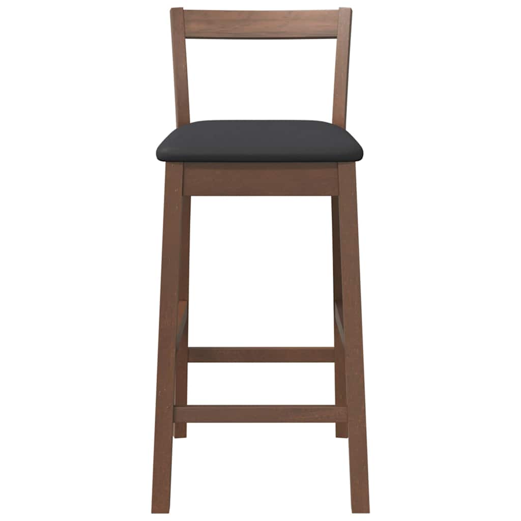 Barstolar med kuddar 2 st, brunt, massivt trä, gummi