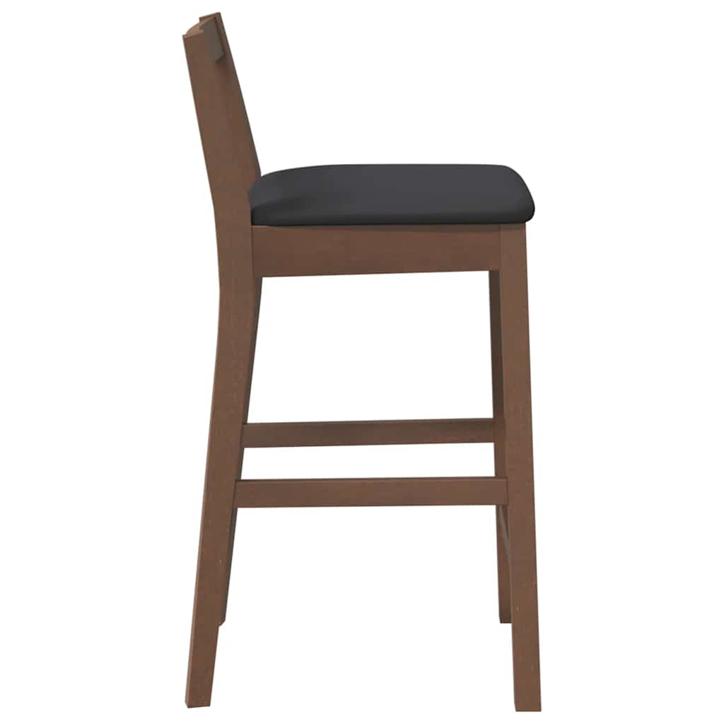 Barstolar med kuddar 2 st, brunt, massivt trä, gummi