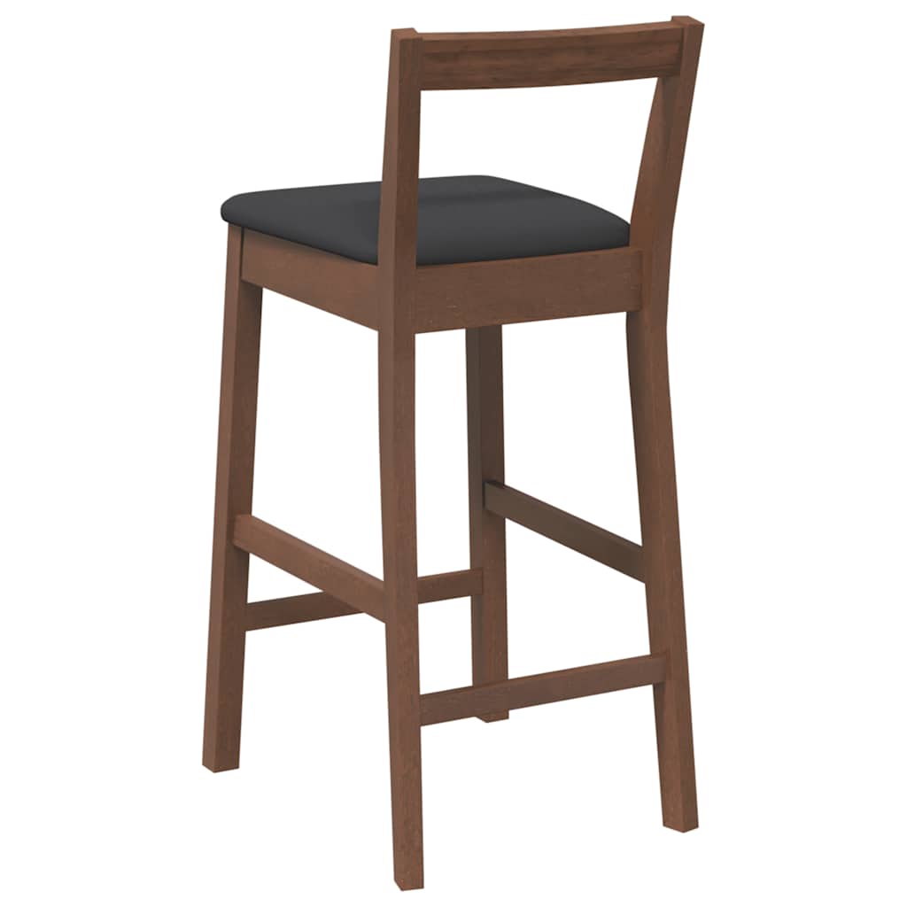 Barstolar med kuddar 2 st, brunt, massivt trä, gummi