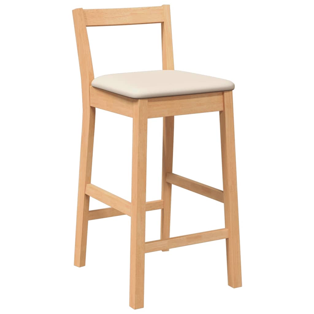 Barstolar med kuddar 2 st, naturligt, massivt trä, gummi
