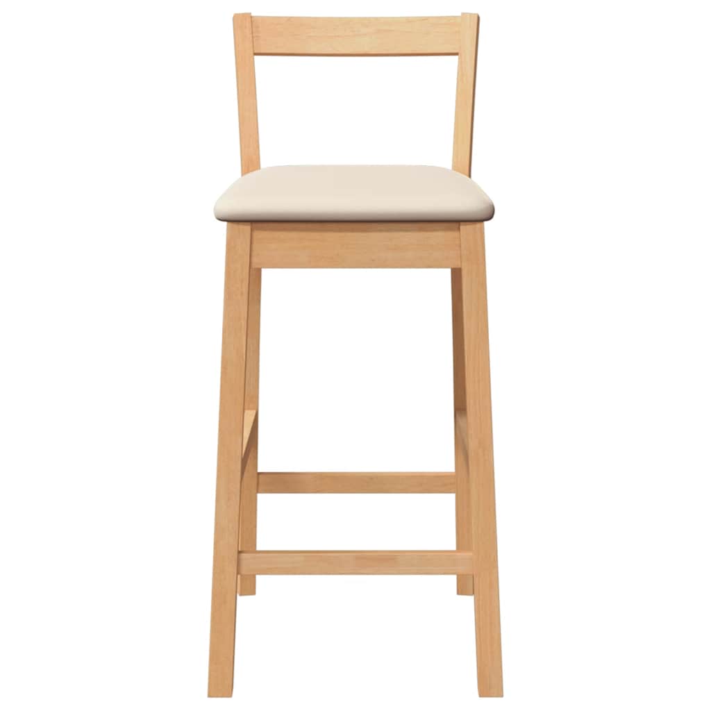 Barstolar med kuddar 2 st, naturligt, massivt trä, gummi
