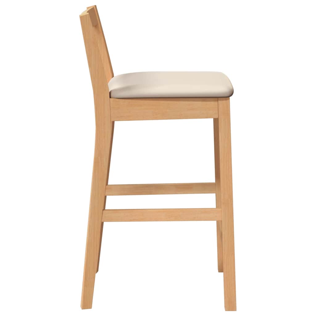 Barstolar med kuddar 2 st, naturligt, massivt trä, gummi