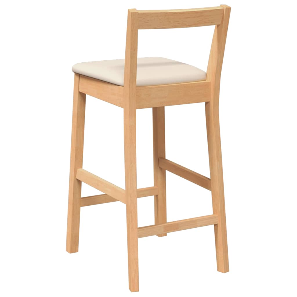 Barstolar med kuddar 2 st, naturligt, massivt trä, gummi