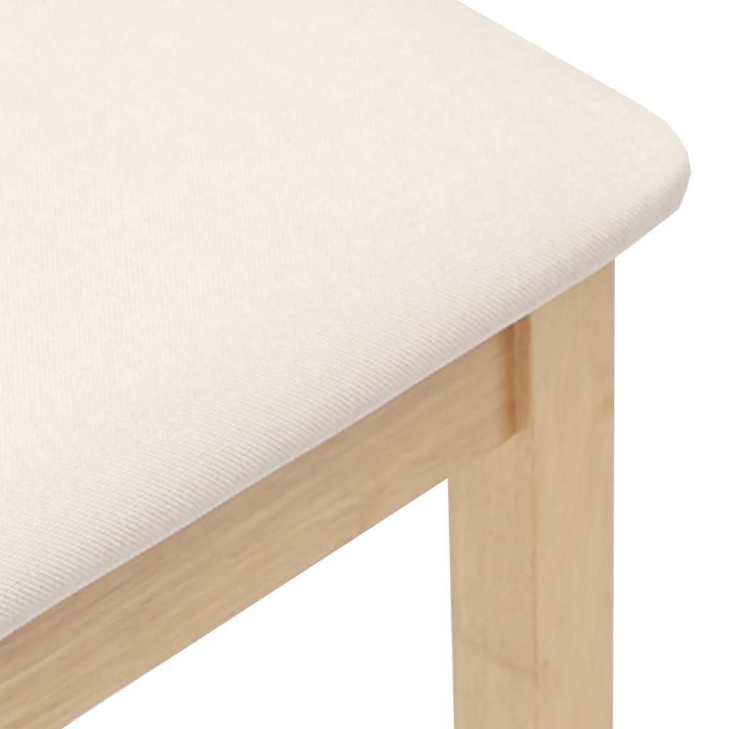 Barstolar med kuddar 2 st, naturligt, massivt trä, gummi