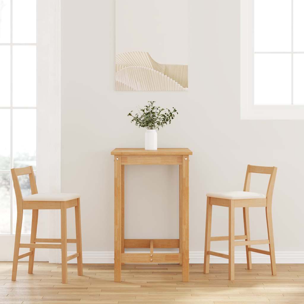 Barstolar med kuddar 2 st, naturligt, massivt trä, gummi