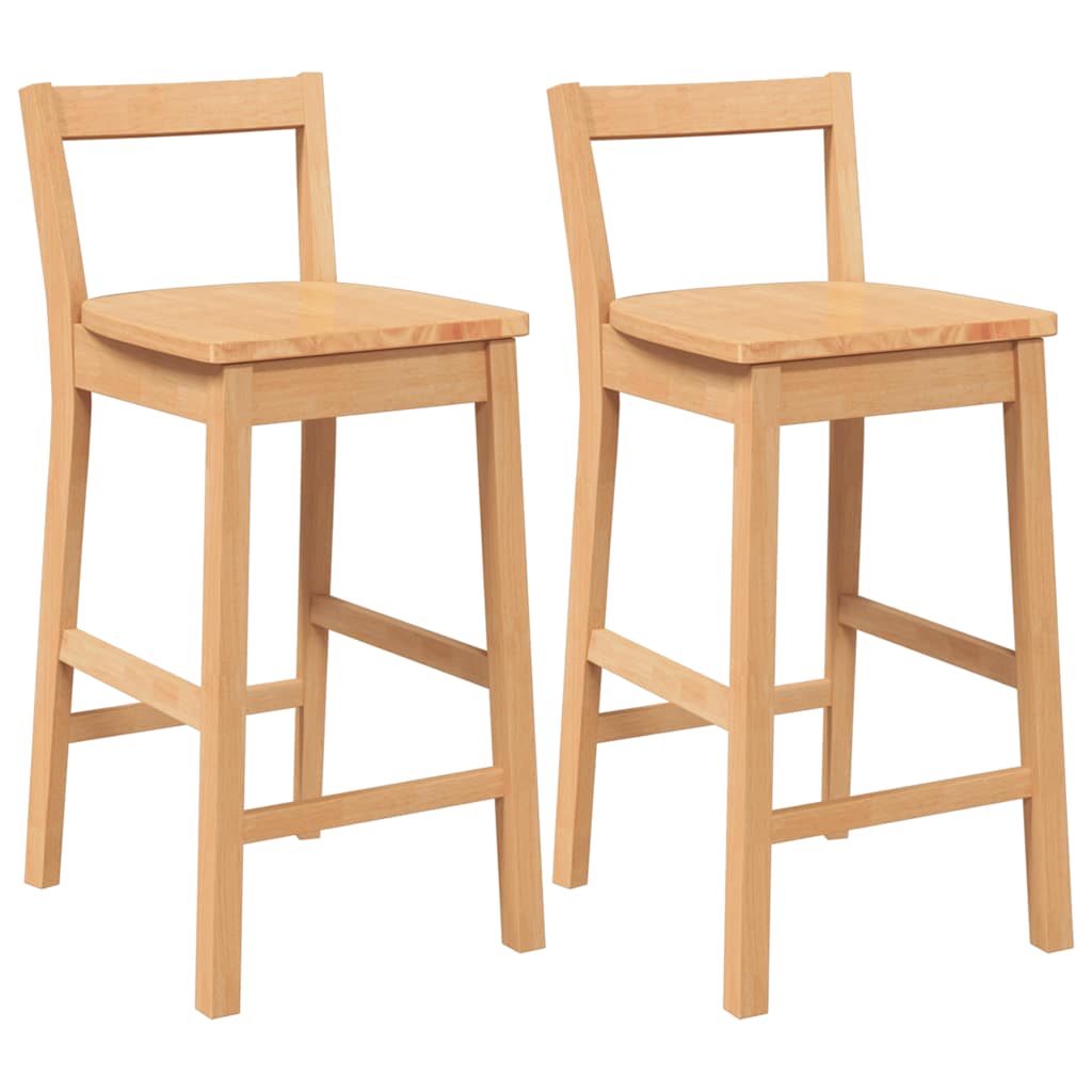 Barstolar 2 st, naturligt massivt trä, gummi