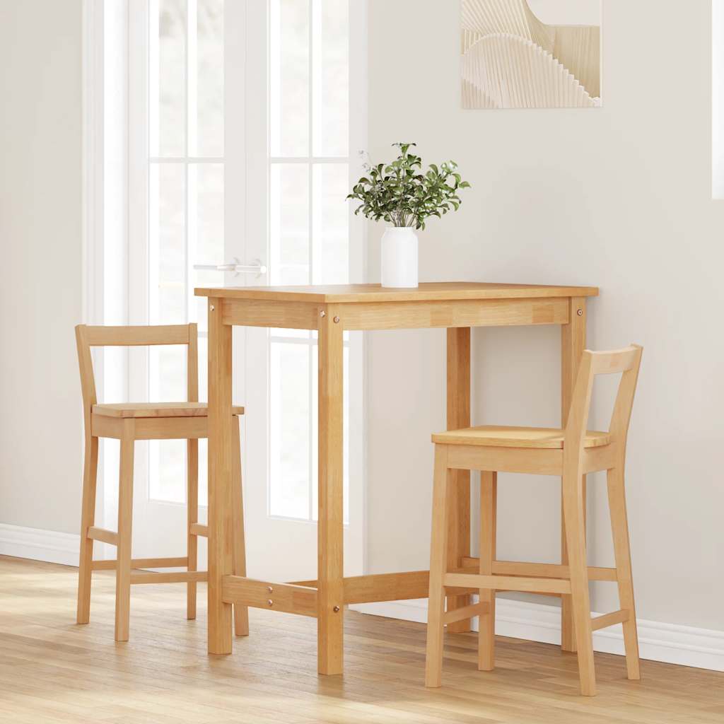 Barstolar 2 st, naturligt massivt trä, gummi