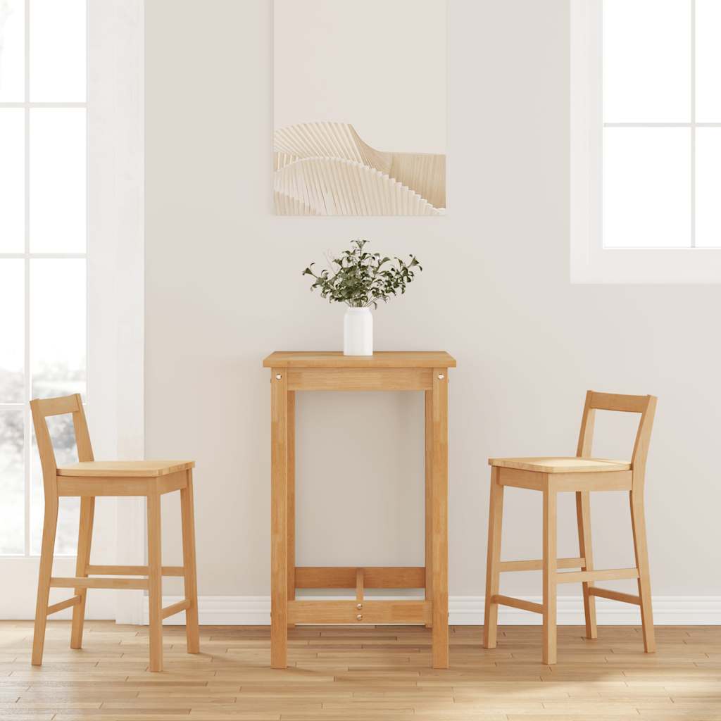 Barstolar 2 st, naturligt massivt trä, gummi