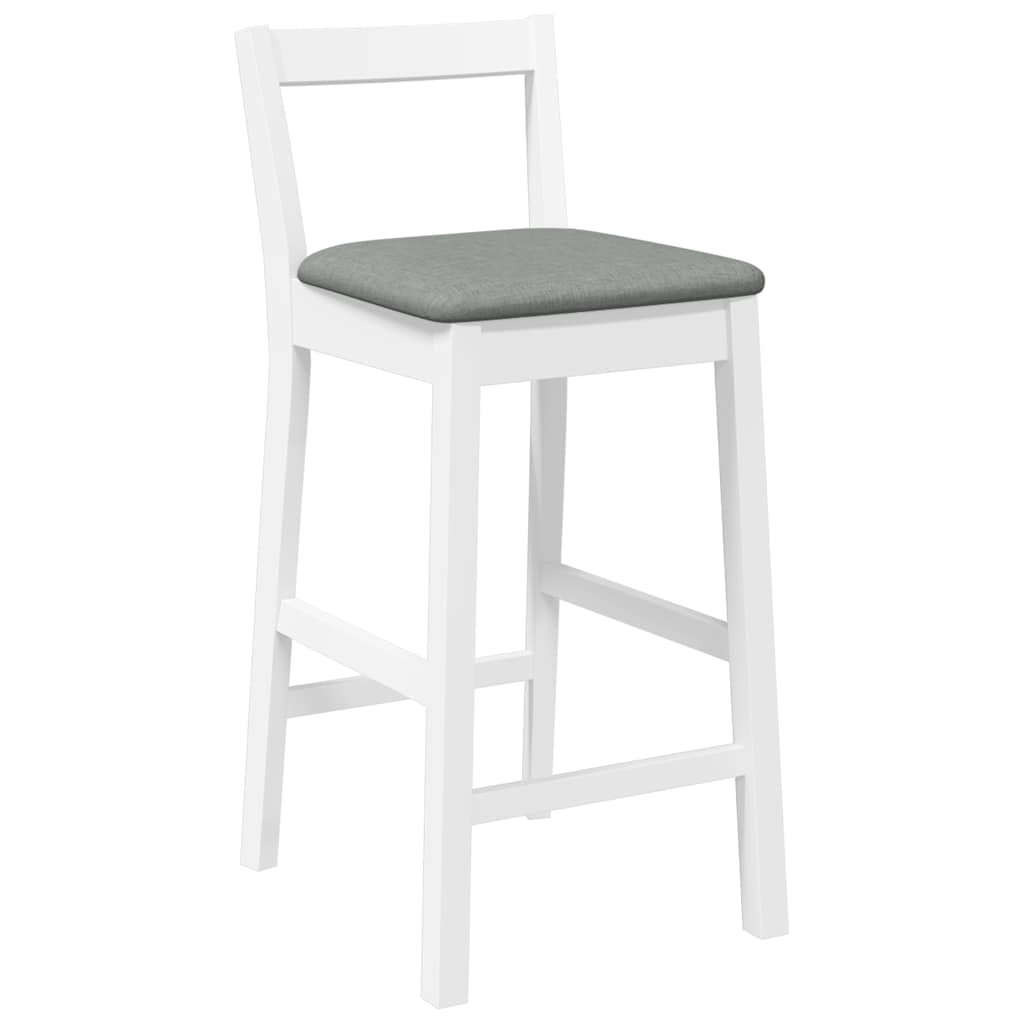 Barstolar med kuddar 2 st, vit, massivt trä, gummi