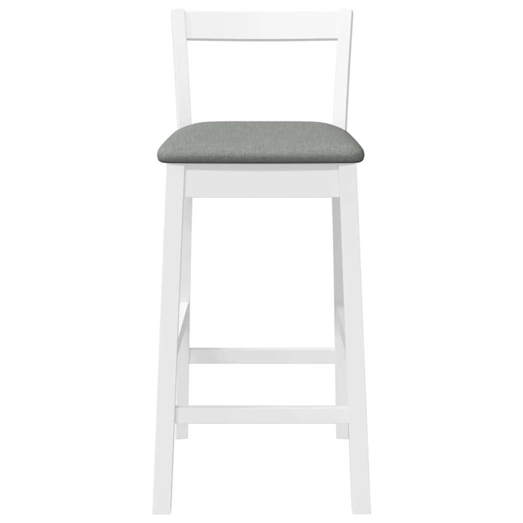 Barstolar med kuddar 2 st, vit, massivt trä, gummi