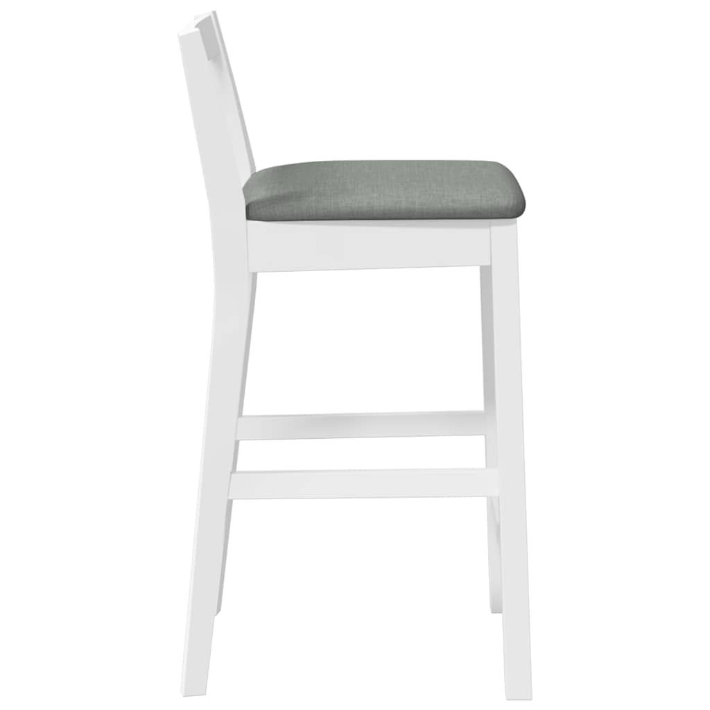 Barstolar med kuddar 2 st, vit, massivt trä, gummi